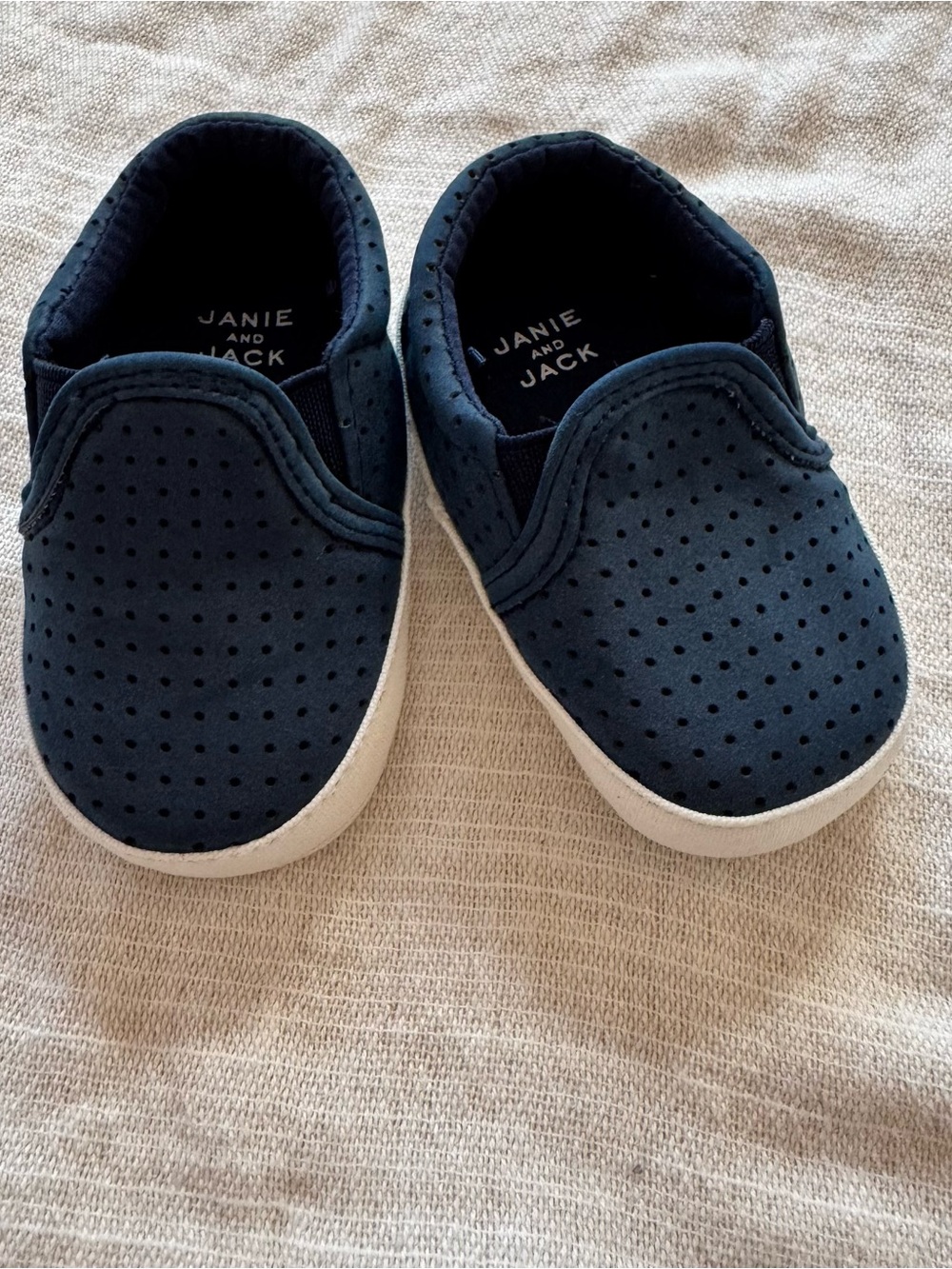 Janie and Jack Navy Perforated Slip-On Toddlers' Sneakers